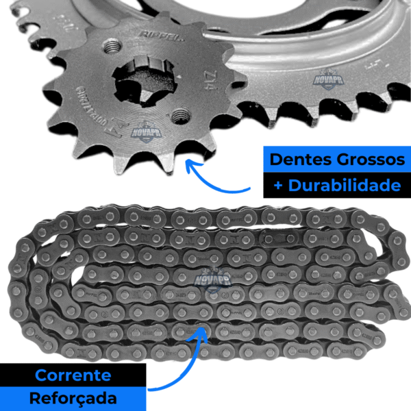 KIT CG 125 [CARGO/TITAN/FAN/TODAY] (00-08) 44Z X 14Z  C/ CORRENTE O-RING 428HO X 116L C/ ANEL - TOP (1045) - Image 5