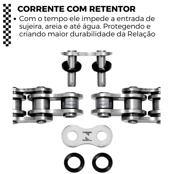 KIT XRE 300 (10-23) 39Z X 13Z C/ CORRENTE REMANCHADA O'RING 520HO X 104L - TOP (1045) - Imagem 4