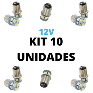 Lampada led 2 pólos 8 smd 5050 branco 12V (10 Unidades)