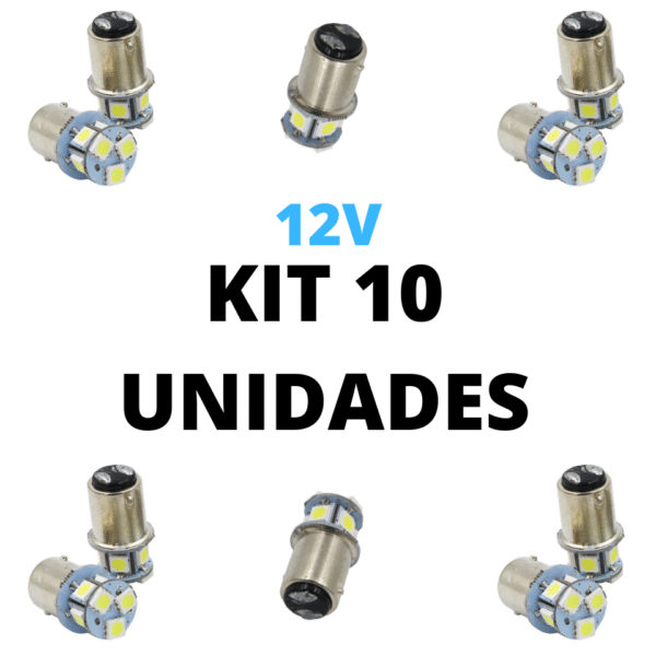 Lampada led 2 pólos 8 smd 5050 branco 12V (10 Unidades)