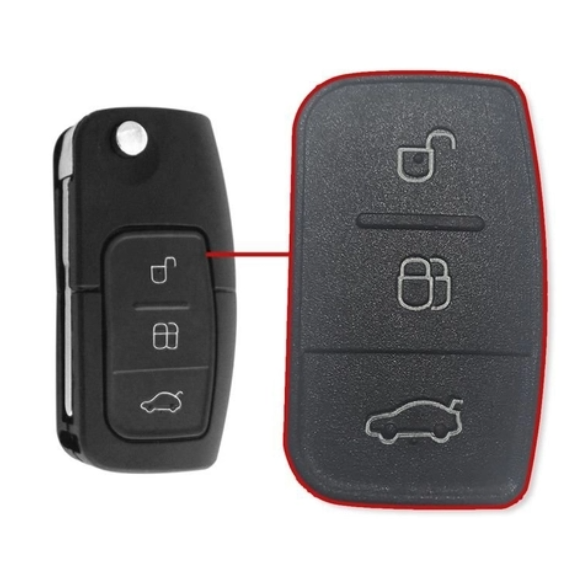Capa de Chave Canivete Ford 3 BT Borracha KeyPad