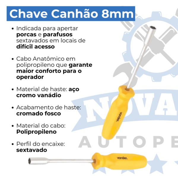 Chave Canhao Tipo Soquete 08mm Profissional Crv Vonder - Imagem 3