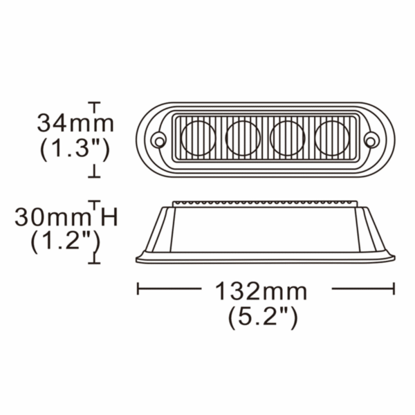Mini Strobo Com Moldura e Base de Borracha 13 cm - 12-24v - Ambar - YL - Imagem 3