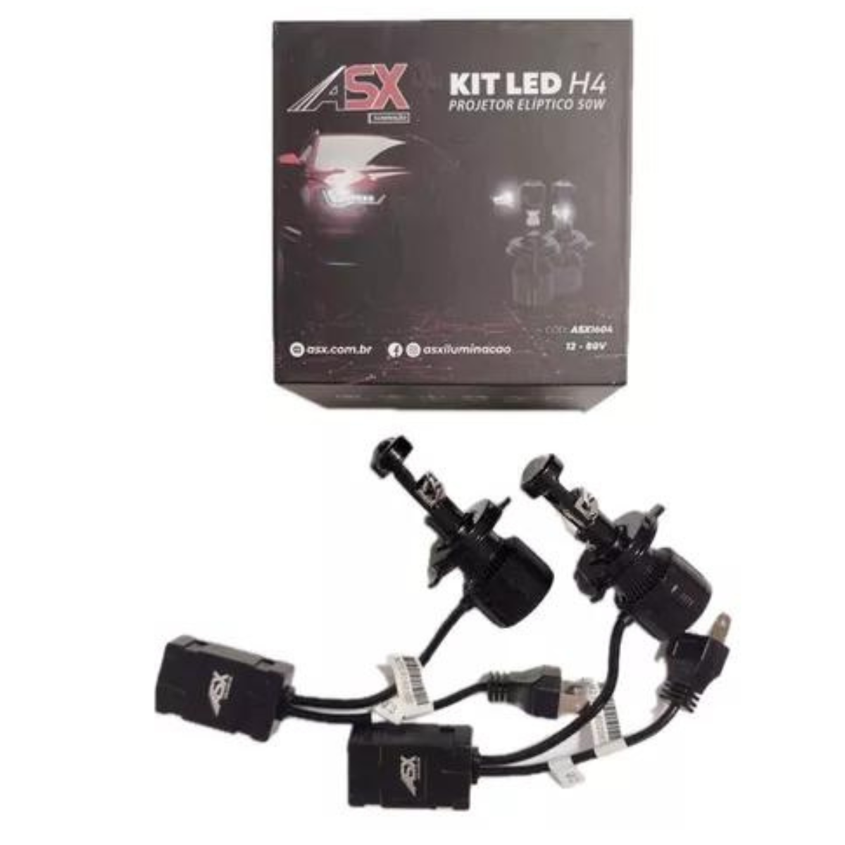 Kit Led H4 Progetor Eliptico - 50W - 7.500 Lumens - Bivolt - ASX
