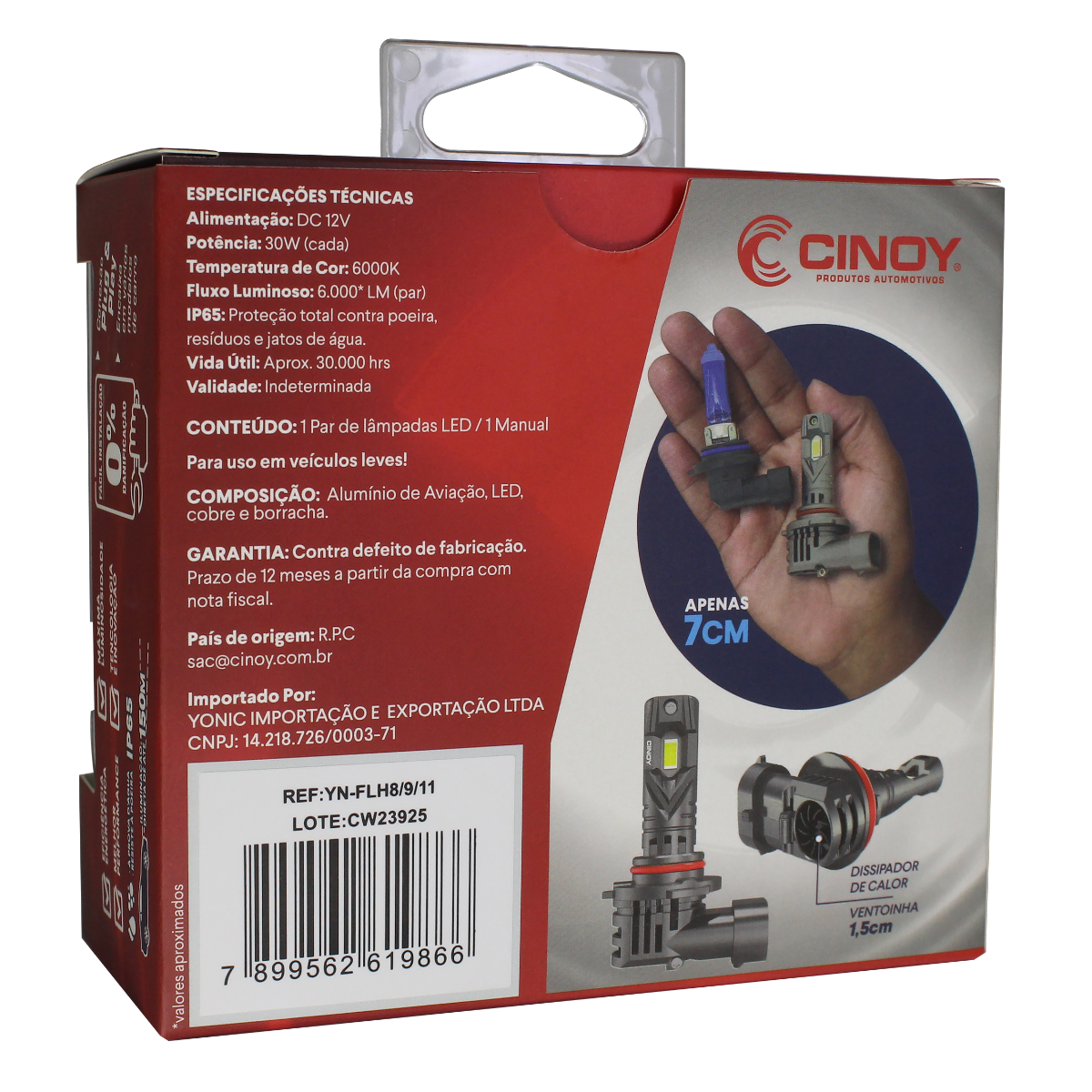 LAMPADA LED STAR 1:1 H8=H9=H11 - CINOY - Imagem 2