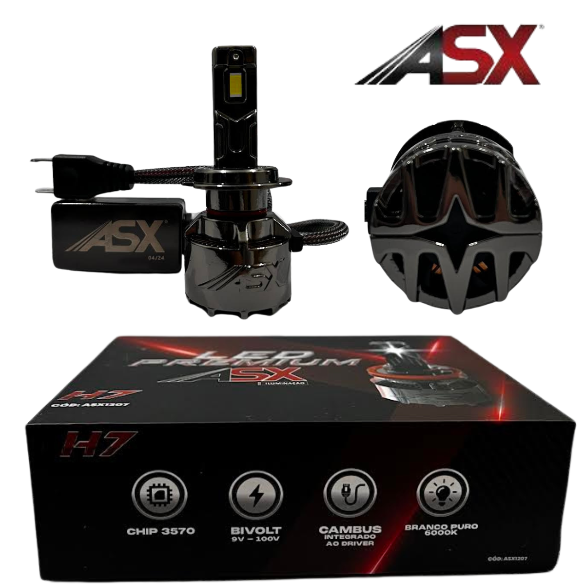 Lampada Led Super Premium Csp H7 100w 15.000 Lumens Bvt Asx - Imagem 4