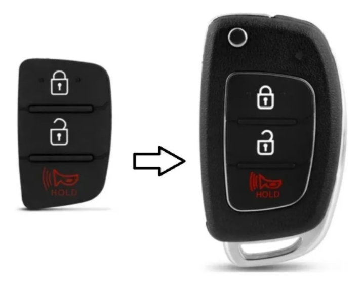 Capa Frontal Chave Hyundai HB20 3 Botões de Borracha - Imagem 2