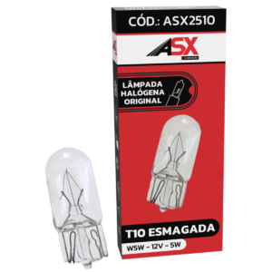 Lâmpada T10 Clear Esmagada - W5W 12V - ASX (10 unidade)