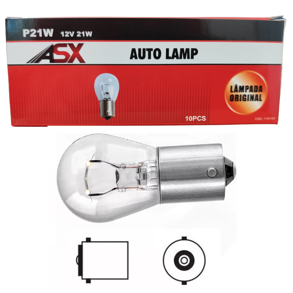 Lâmpada Halogena 1141 1 Polo P21W 12V - ASX - Imagem 2