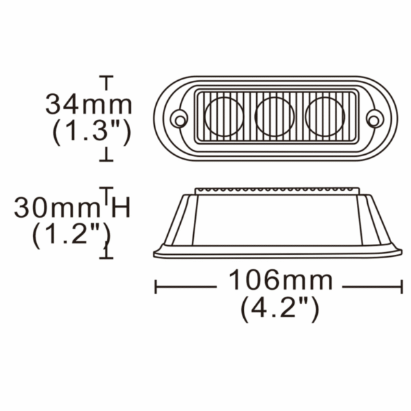 Mini Strobo Com Moldura e Base de Borracha 10 cm - 12-24v - Ambar - YL - Imagem 3