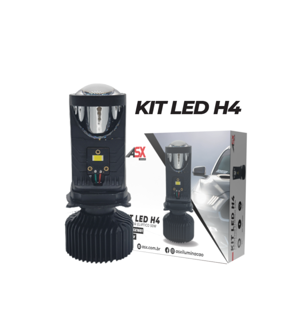 Kit Led H4 Elíptico - 50W - 7500 Lumens - Bivolt - ASX